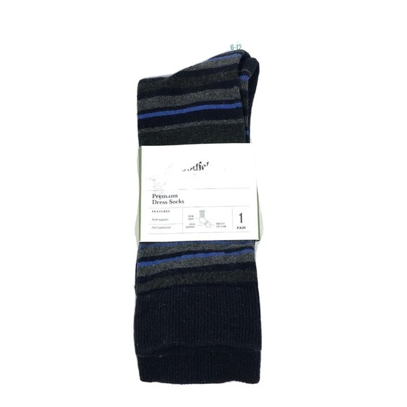Goodfellow & Co Mens Premium Dress Socks 6-12 Navy Gray Stripe - Picture 1 of 2